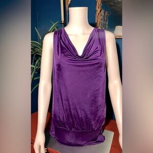 Forever 21 Slinky Stretchy Purple Cowl Neck Tunic Size Medium